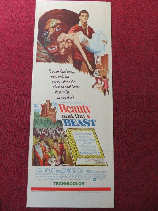 BEAUTY AND THE BEAST  US INSERT (14"x 36") POSTER JOYCE TAYLOR MARK DAMON 1962