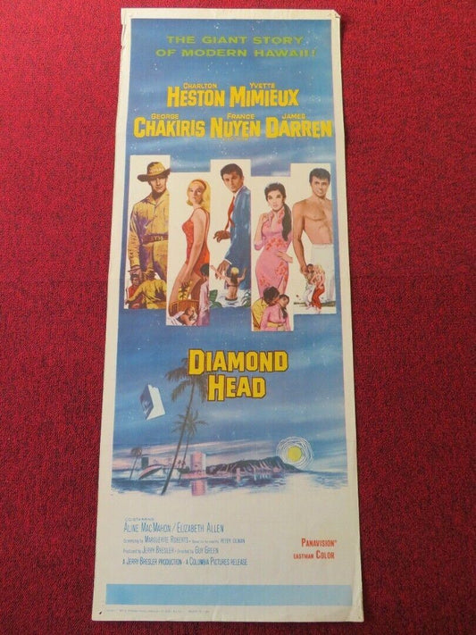 DIAMOND HEAD US INSERT (14"x 36") POSTER CHARLTON HESTON YVETTE MIMIEUX 1962