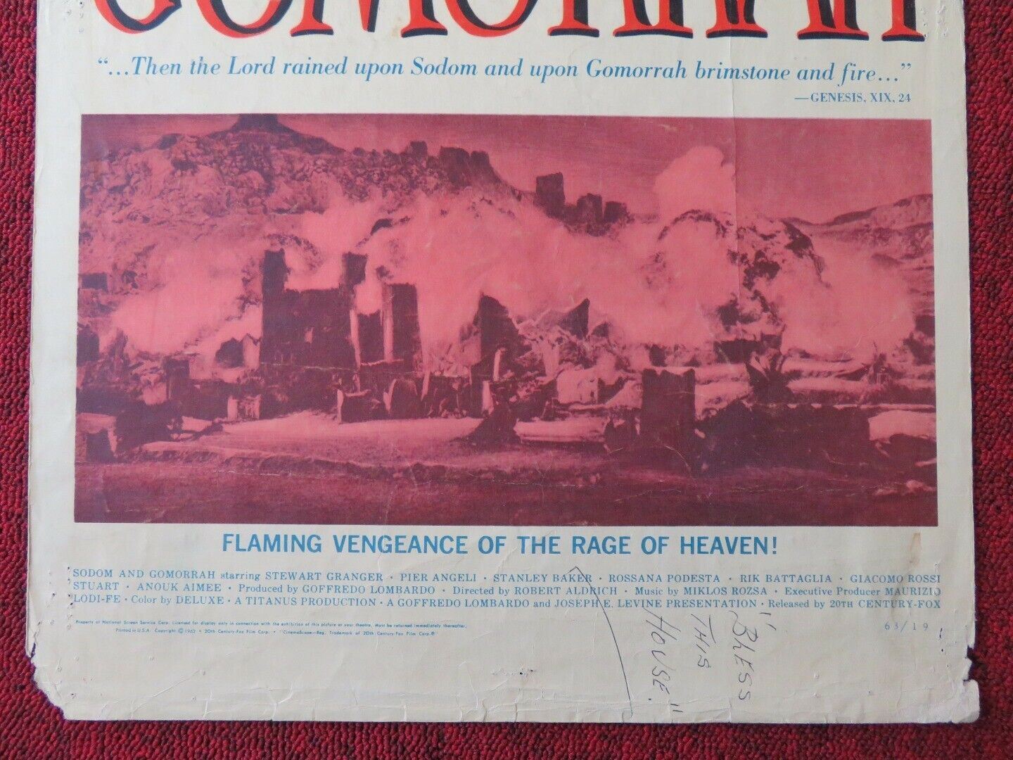 SODOM AND GOMORRAH  US INSERT (14"x 36") POSTER STEWART GRANGER PIER ANGELI 1963