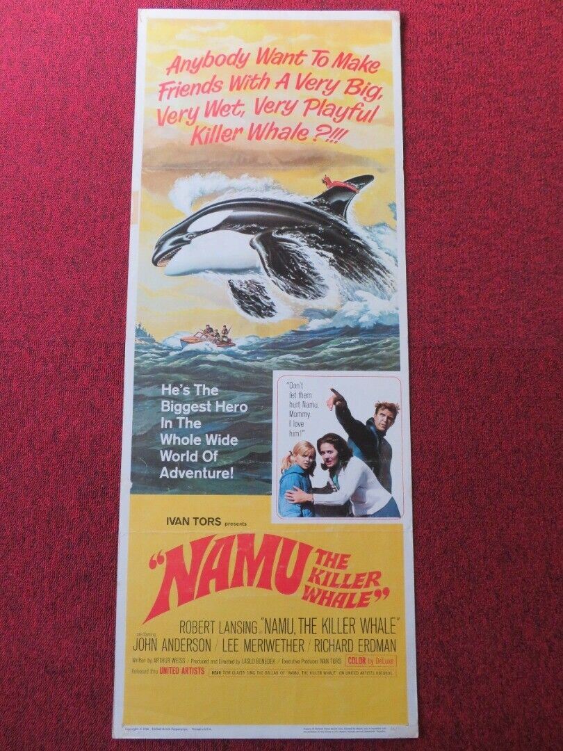 NAMU THE KILLER WHALE  US INSERT (14"x 36") POSTER ROBERT LANSING 1966