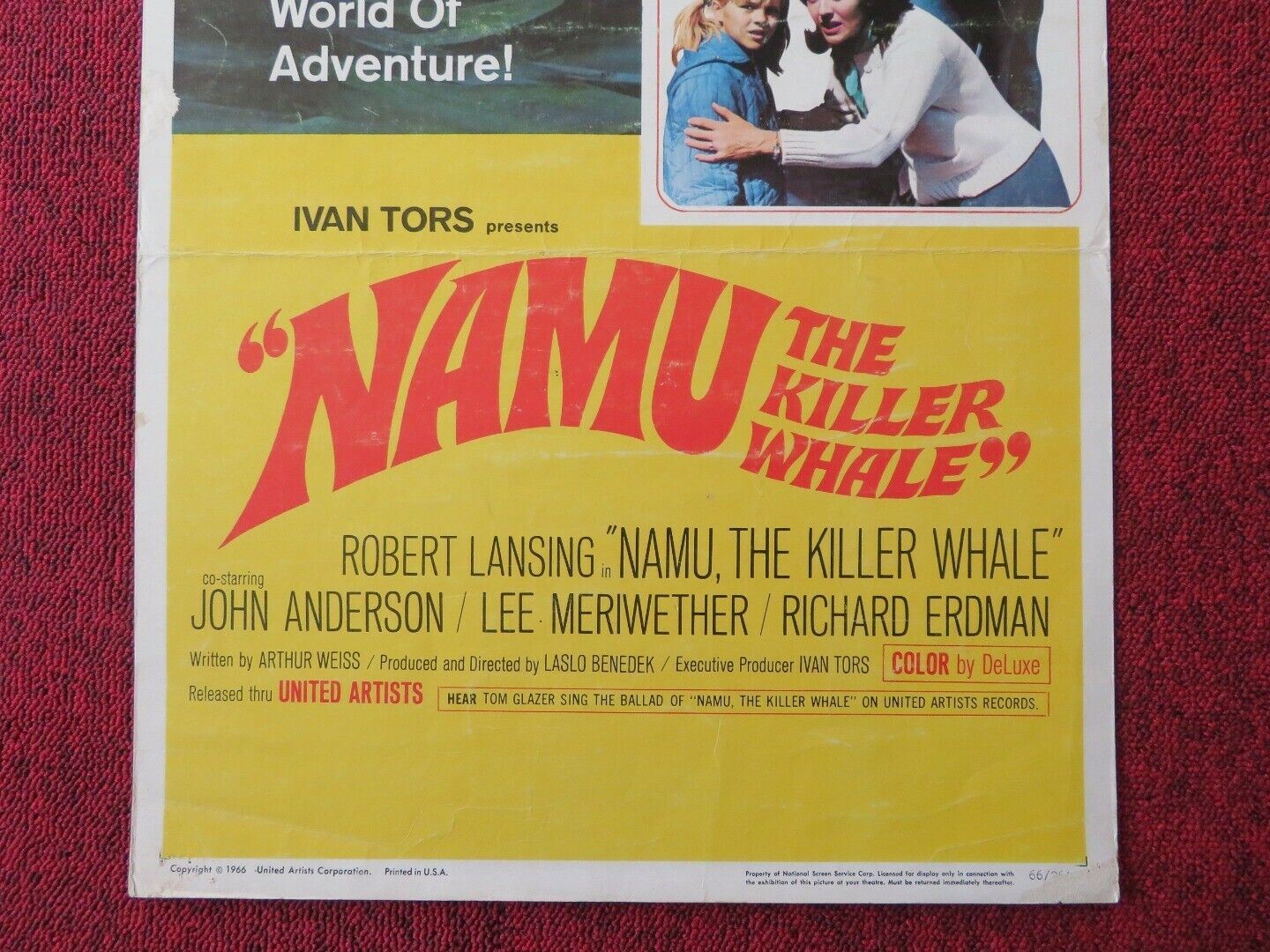 NAMU THE KILLER WHALE  US INSERT (14"x 36") POSTER ROBERT LANSING 1966