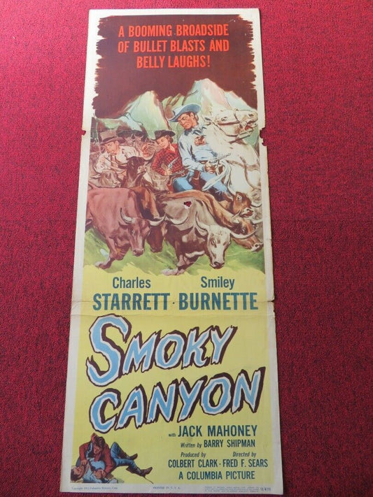 SMOKY CANYON US INSERT (14"x 36") POSTER CHARLES STARRETT SMILEY BURNETTE 1951