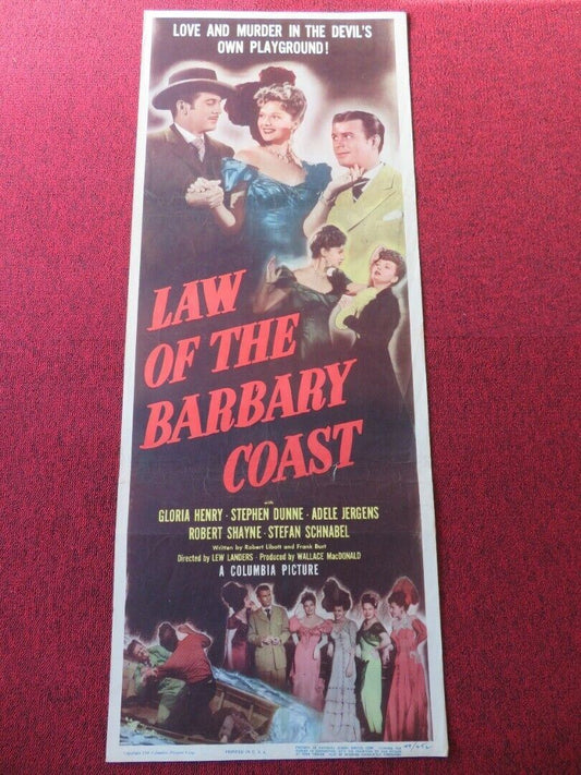 LAW OF THE BARBARY  US INSERT (14"x 36") POSTER GLORIA HENRY STEPHEN DUNNE 1949