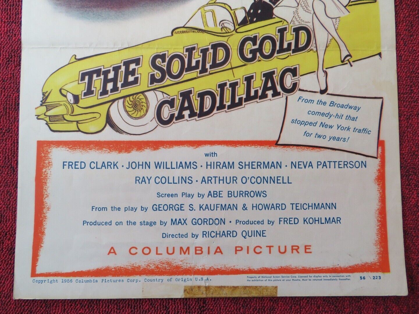 THE SOLID GOLD CADILLAC US INSERT (14"x 36") POSTER JUDY HOLLIDAY 1956