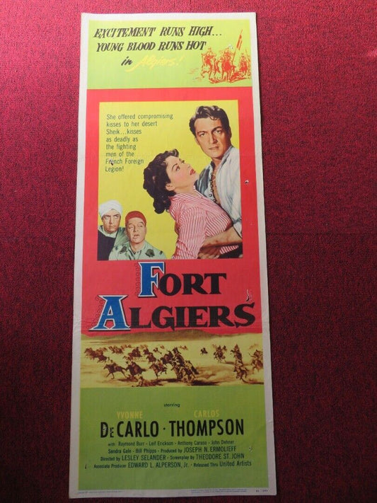 FORT ALGIERS  US INSERT (14"x 36") POSTER YVONNE DECARLO CARLOS THOMPSON 1953