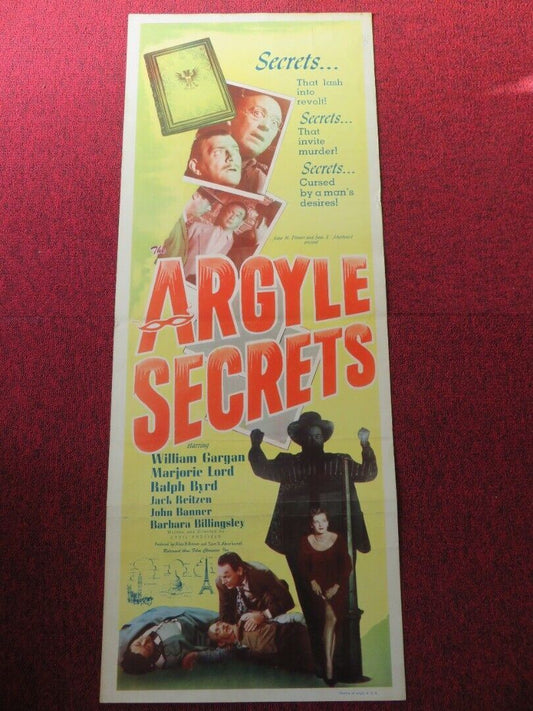 ARGYLE SECRETS US INSERT (14"x 36") POSTER WILLIAM GARGAN 1948