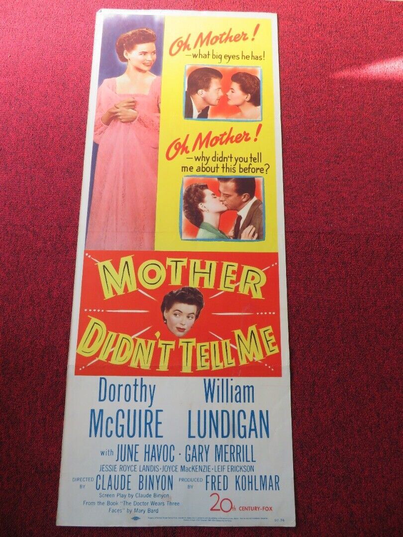 MOTHER DIDN'T TELL ME  US INSERT (14"x 36") POSTER DOROTHY MCGUIRE 1950