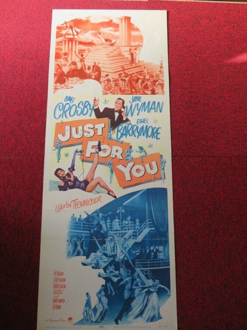 JUST FOR YOU  US INSERT (14"x 36") POSTER BING CROSBY JANE WYMAN 1952