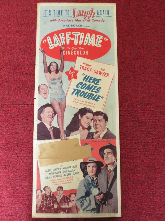 HERE COMES TROUBLE/ WHO KILLED DOC ROBIN US INSERT (14"x 36") POSTER 1948