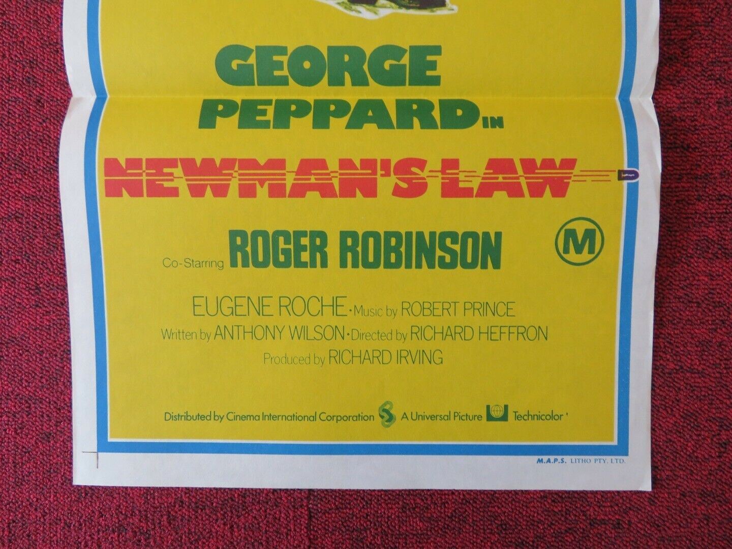 NEWMAN'S LAW FOLDED AUSTRALIAN DAYBILL POSTER GEORGE PEPPARD ROGER ROBINSON 1974