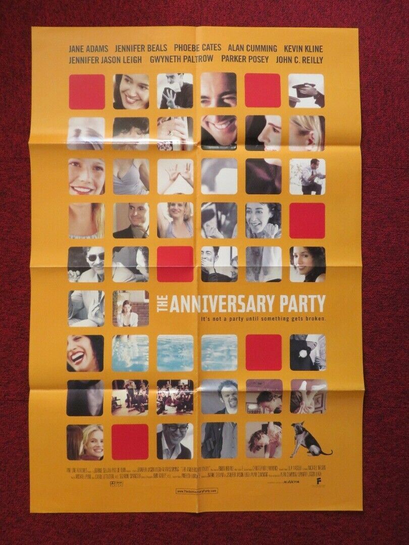 THE ANNIVERSARY PARTY  FOLDED US ONE SHEET POSTER JANE ADAMS KEVIN KLINE 2001