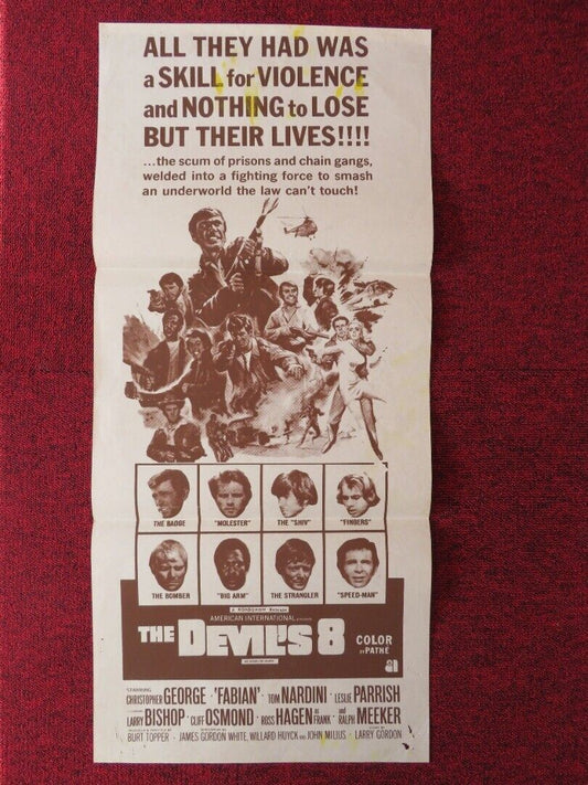 THE DEVIL'S 8 FOLDED AUSTRALIAN DAYBILL POSTER CHRISTOPHER GEORGE  FABIAN 1969