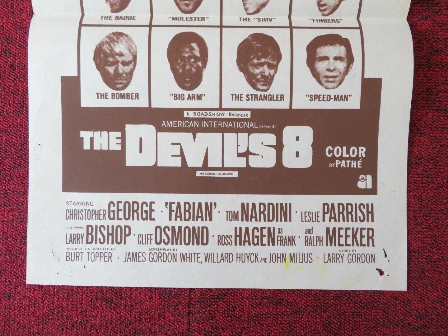 THE DEVIL'S 8 FOLDED AUSTRALIAN DAYBILL POSTER CHRISTOPHER GEORGE  FABIAN 1969