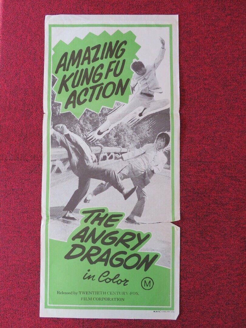 THE ANGRY DRAGON FOLDED AUSTRALIAN DAYBILL POSTER TIEN YING LI 1973