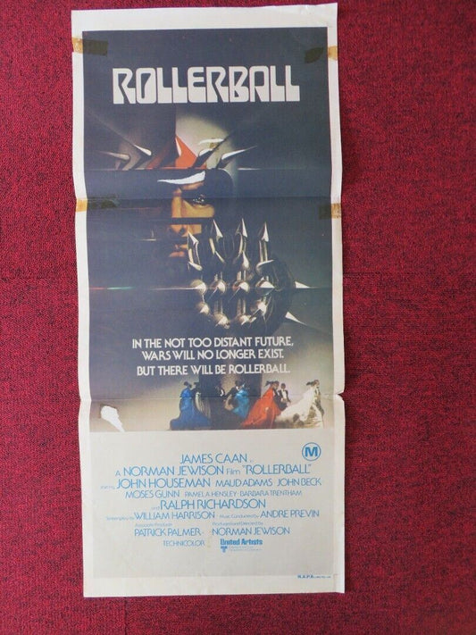 ROLLERBALL FOLDED AUSTRALIAN DAYBILL POSTER JAMES CAAN JOHN HOUSEMAN 1975