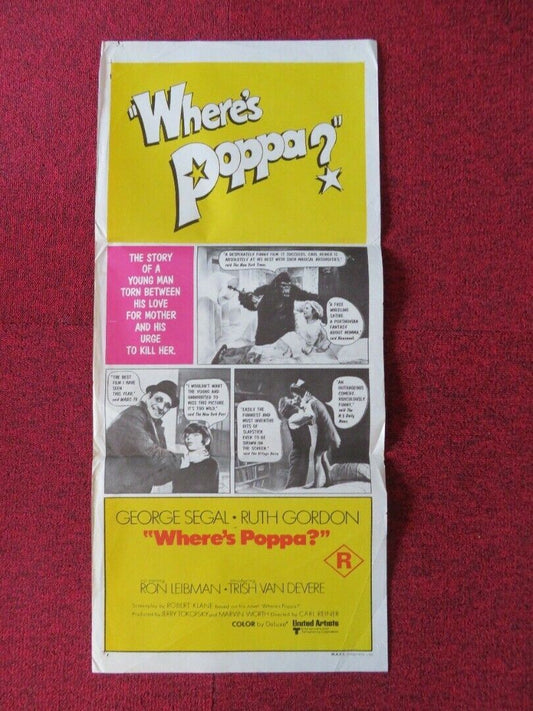 WHERE'S POPPA ? FOLDED AUSTRALIAN DAYBILL POSTER Carl Reiner George Segal 1970