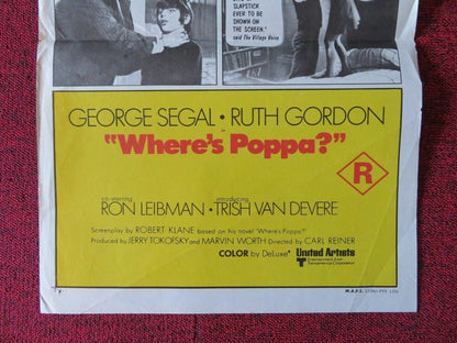 WHERE'S POPPA ? FOLDED AUSTRALIAN DAYBILL POSTER Carl Reiner George Segal 1970