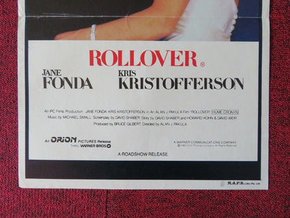 ROLLOVER FOLDED AUSTRALIAN DAYBILL POSTER JANE FONDA  KRIS KRISTOFFERSON 1981