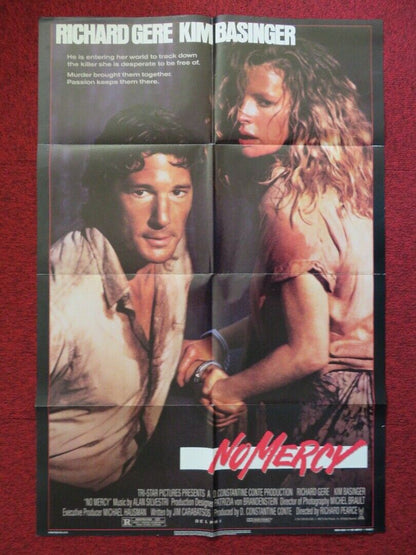 NO MERCY  FOLDED US ONE SHEET POSTER RICHARD GERE KIM BASINGER 1986