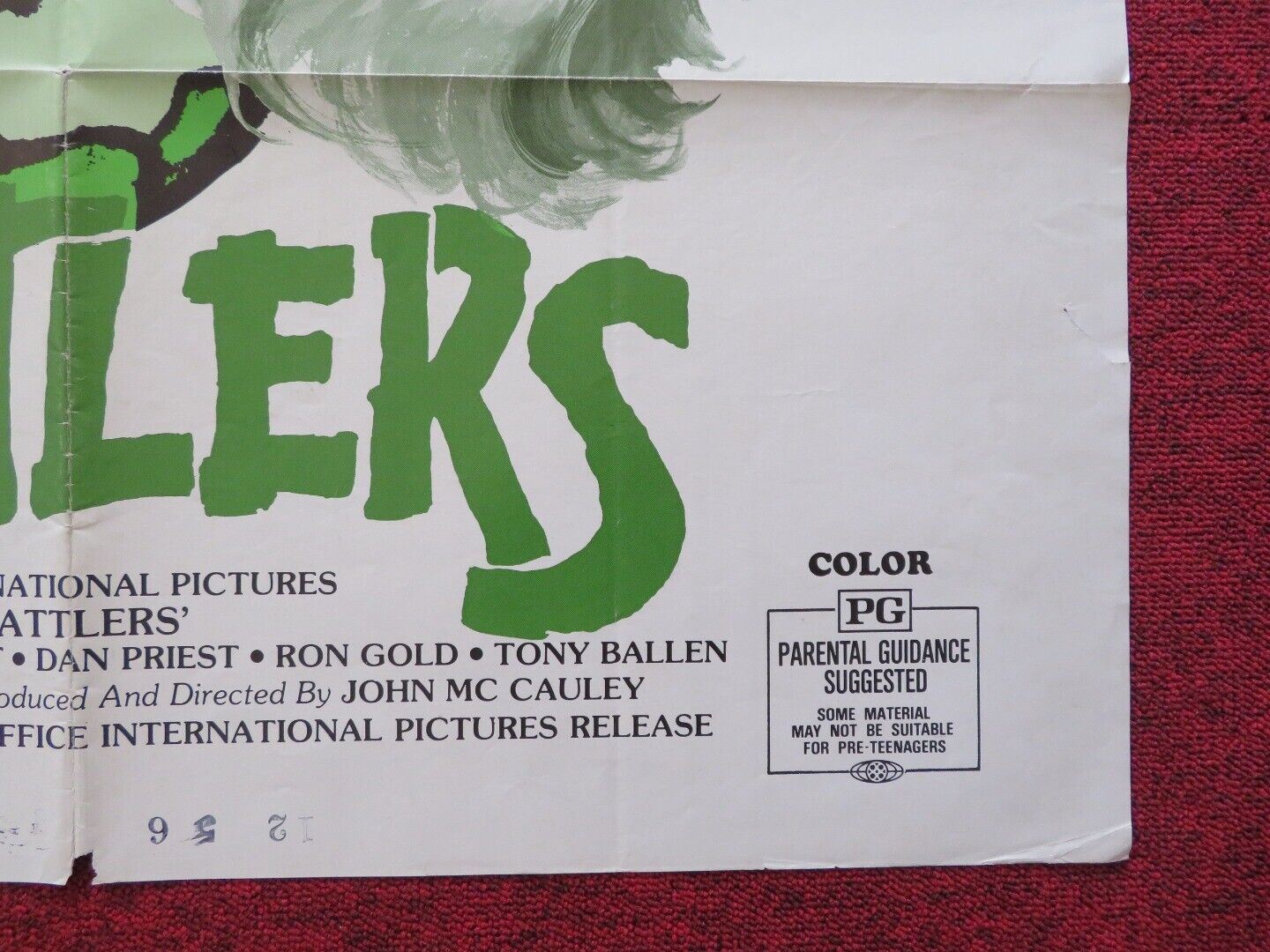 RATTLERS  FOLDED US ONE SHEET POSTER SAM CHEW DAN PRIEST 1976