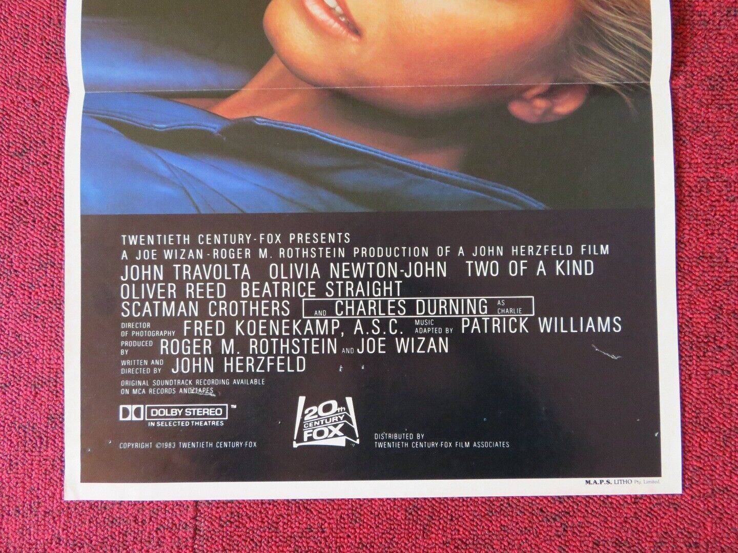 TWO OF A KIND FOLDED AUSTRALIAN DAYBILL POSTER JOHN TRAVOLTA  OLIVIA NEWTON-JOHN