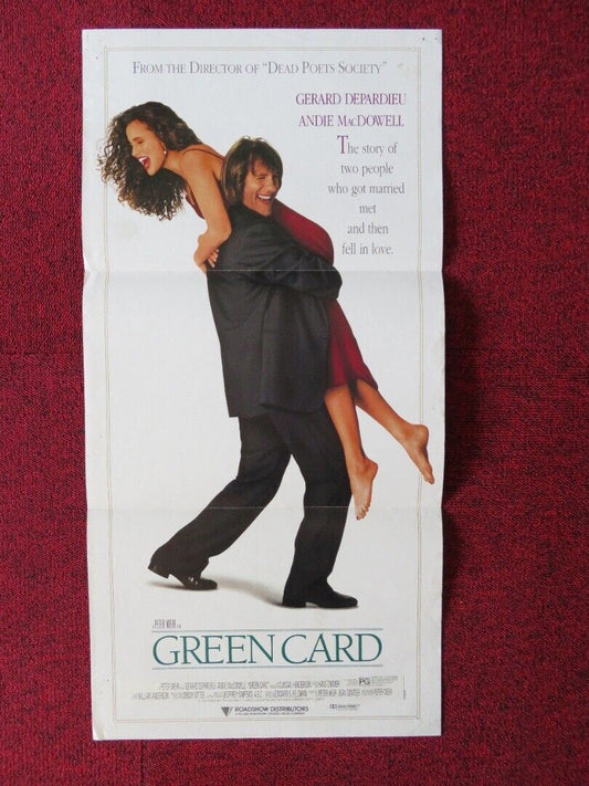 GREEN CARD FOLDED AUSTRALIAN DAYBILL POSTER GÉRARD DEPARDIEU ANDIE MACDOWELL '90