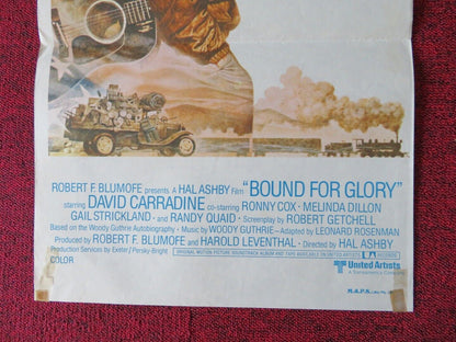 BOUND FOR GLORY FOLDED AUSTRALIAN DAYBILL POSTER DAVID CARRADINE RONNY COX 1976