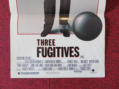 THREE FUGITIVES  FOLDED AUSTRALIAN DAYBILL POSTER Nick Nolte Martin Short 1989