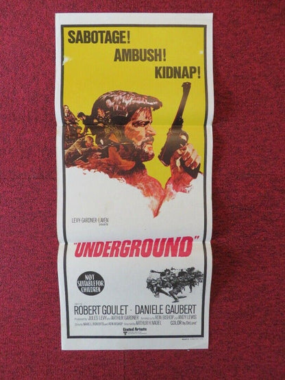 UNDERGROUND FOLDED AUSTRALIAN DAYBILL POSTER Robert Goulet Danièle Gaubert 1970