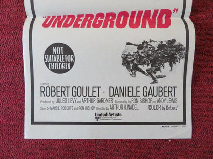 UNDERGROUND FOLDED AUSTRALIAN DAYBILL POSTER Robert Goulet Danièle Gaubert 1970