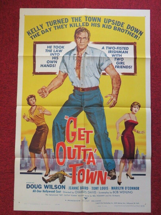 GET OUTTA' TOWN   FOLDED US ONE SHEET POSTER DOUG WILSON TONY LOUIS 1959