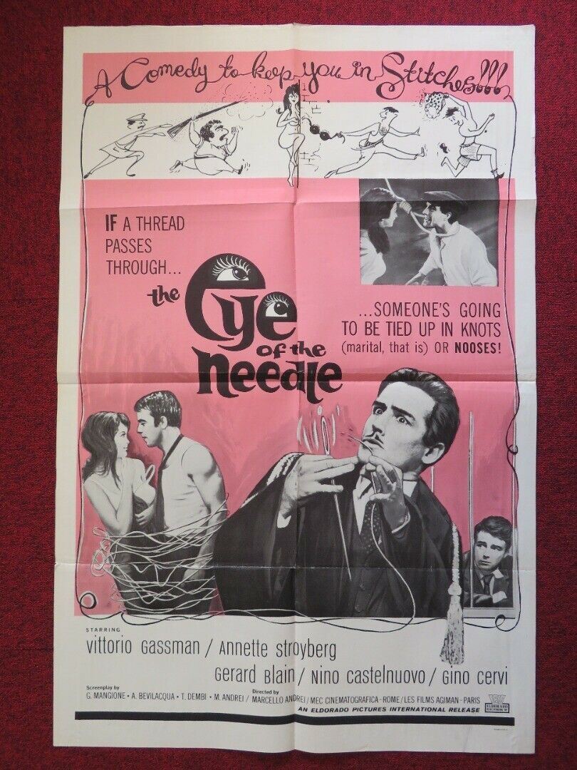 THE EYE OF THE NEEDLE  FOLDED US ONE SHEET POSTER VITTORIO GASSMAN 1963