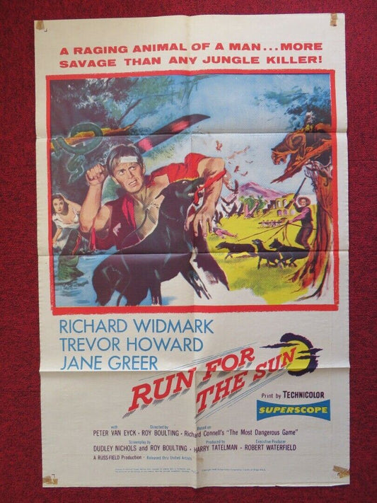 RUN FOR THE SUN FOLDED US ONE SHEET POSTER RICHARD WIDMARK TREVOR HOWARD 1956