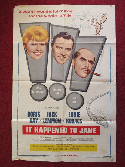 IT HAPPEN TO JANE  FOLDED US ONE SHEET POSTER DORIS DAY JACK LEMMON 1959