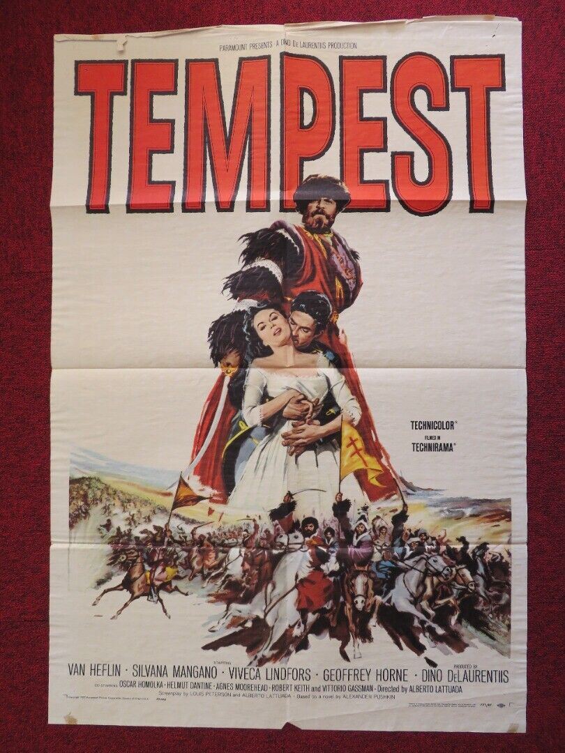 TEMPEST   FOLDED US ONE SHEET POSTER VAN HEFLIN SILVANA MANGANO 1959