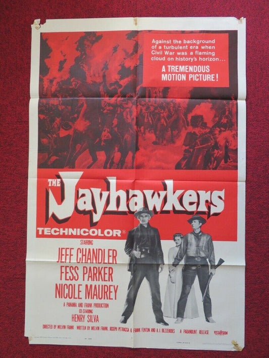 THE JAYHAWKERS  FOLDED US ONE SHEET POSTER JEFF CHANDLER 1959