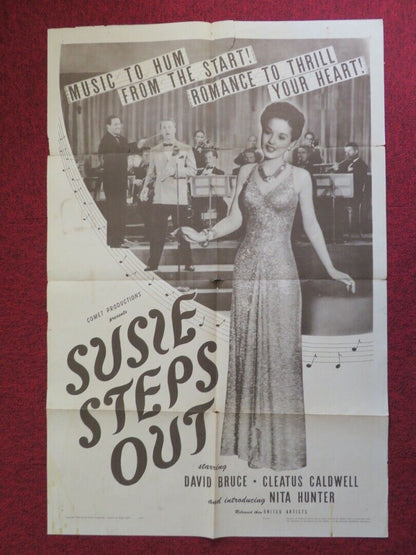 SUSIE STEPS OUT   FOLDED US ONE SHEET POSTER DAVID BRUCE CLEATUS CALDWELL 1946