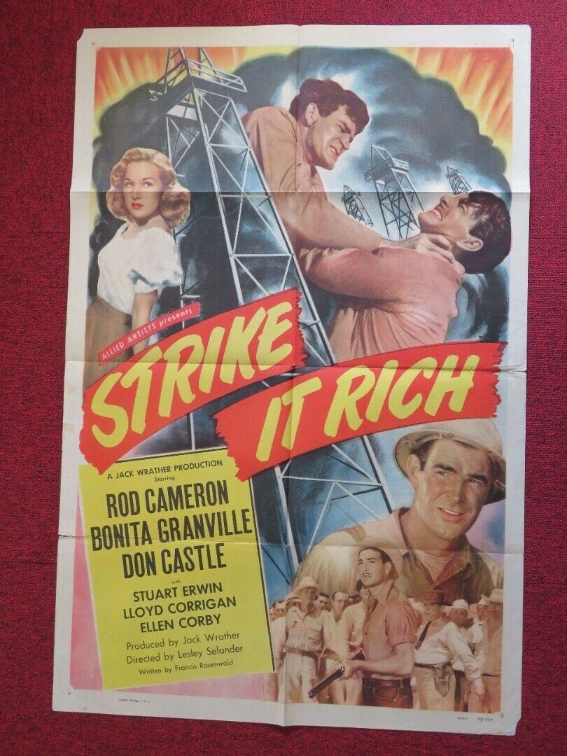 STRIKE IT RICH  FOLDED US ONE SHEET POSTER ROD CAMERON BONITA GRANVILLE 1948