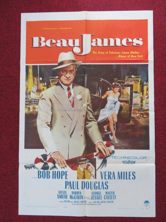 BEAU JAMES FOLDED US ONE SHEET POSTER BOB HOPE VERA MILES 1957