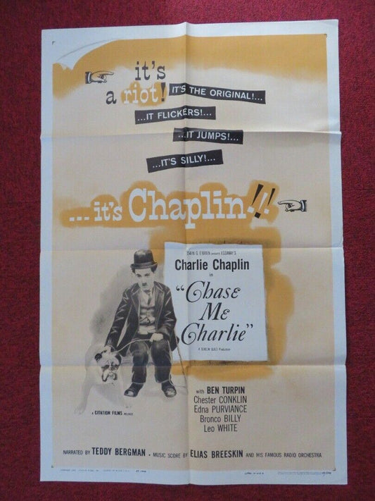 CHASE ME & CHARLIE  FOLDED US ONE SHEET POSTER CHARLIE CHAPLIN 1959