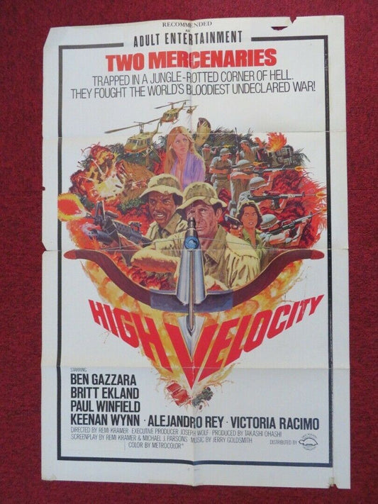 HIGH VELOCITY  FOLDED US ONE SHEET POSTER BRITT EKLAND BEN GAZZARA 1976