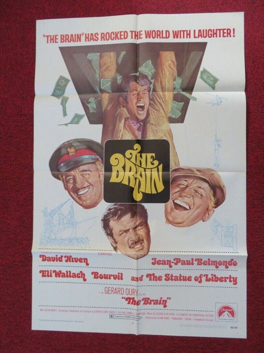 THE BRAIN  FOLDED US ONE SHEET POSTER DAVID NIVEN GERARD OURY 1969