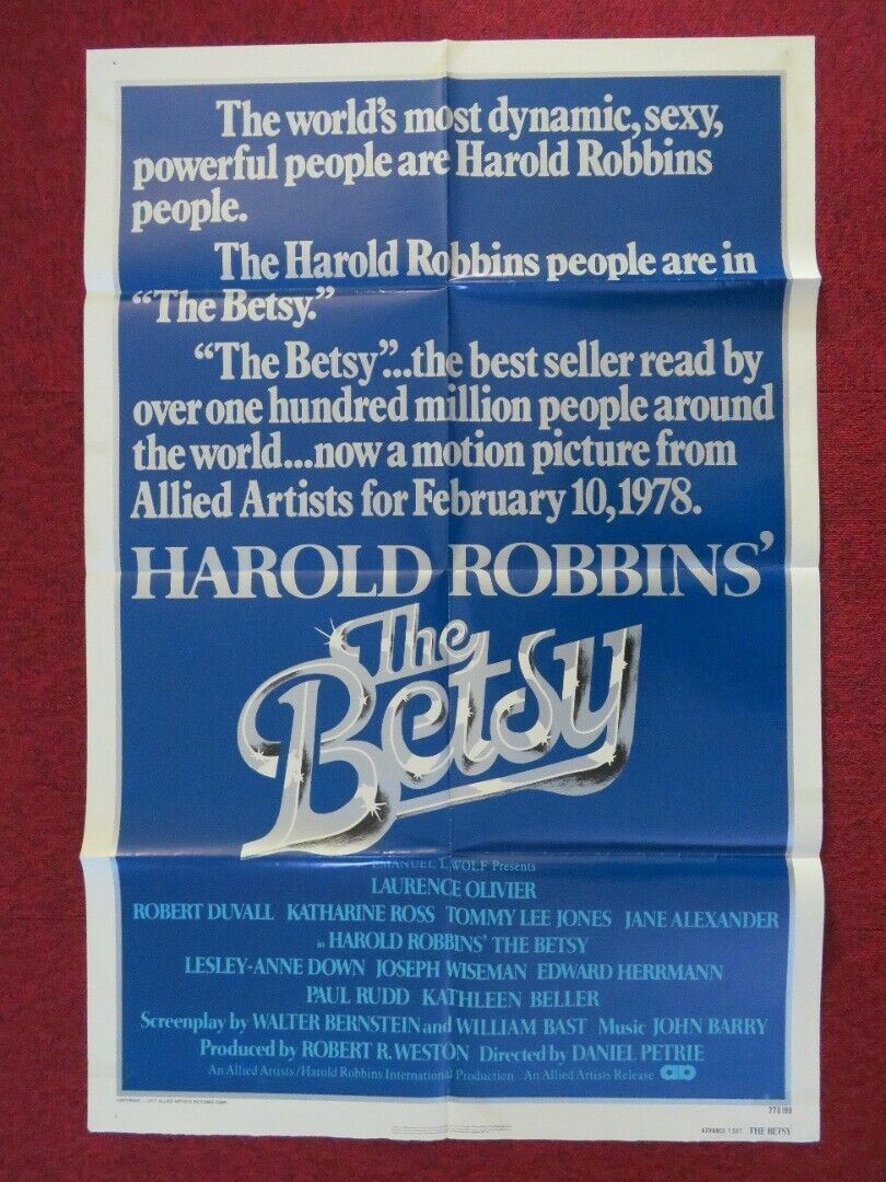 THE BETSY  FOLDED US ONE SHEET POSTER ROBERT DUVALL HAROLD ROBBIN 1977