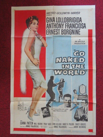 GO NAKED IN THE WORLD  FOLDED US ONE SHEET POSTER GINA LOLLOBRIGIDA 1961