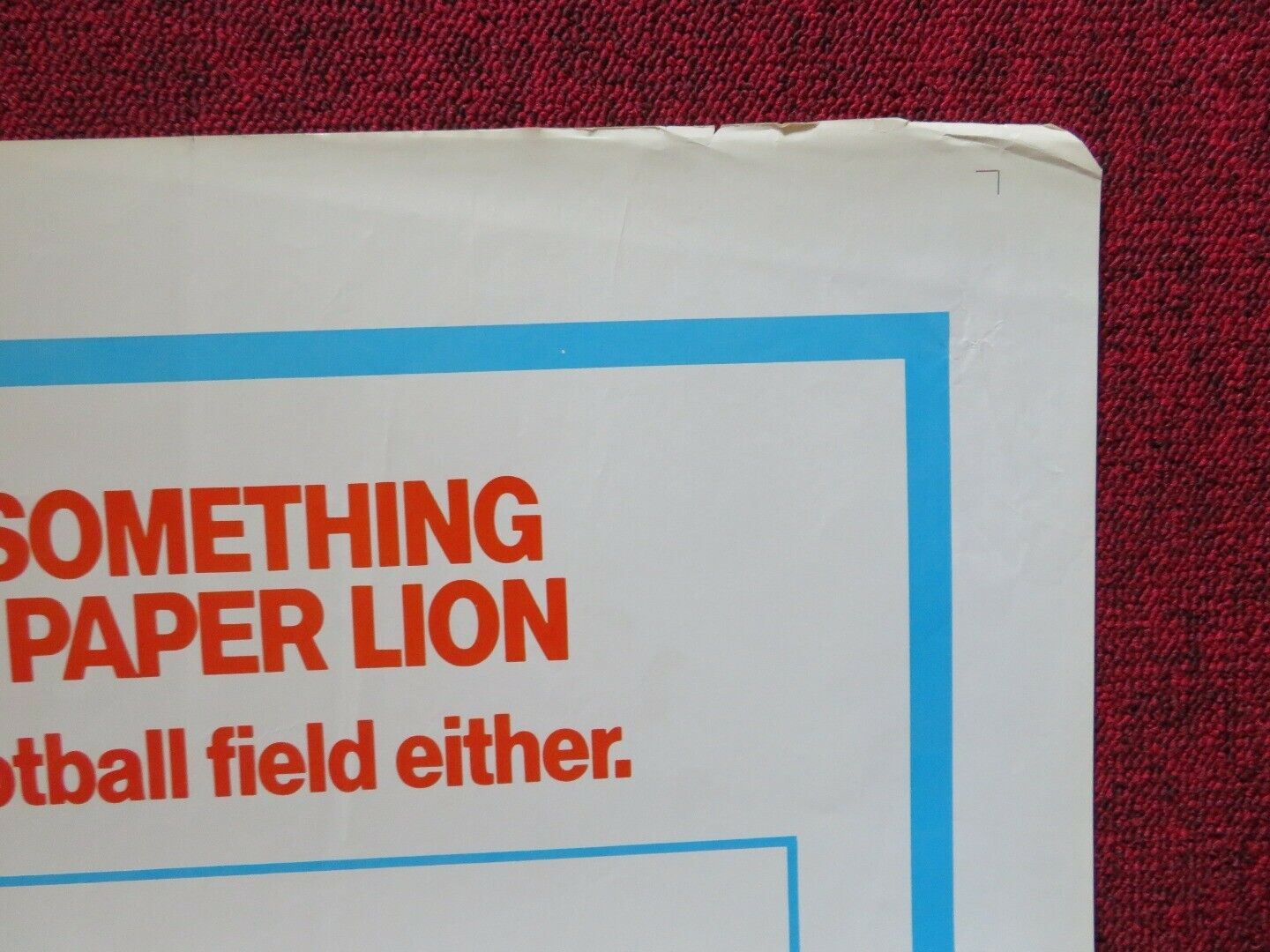 PAPER LION  FOLDED US ONE SHEET POSTER ALAN ALDA LAUREN HUTTON 1968