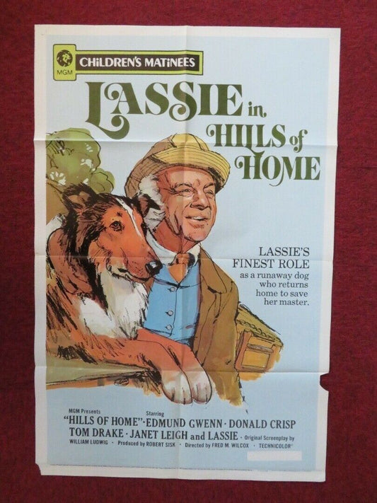 LASSIE IN HILLS OF HOME FOLDED US ONE SHEET POSTER EDMUND GWENN 1972