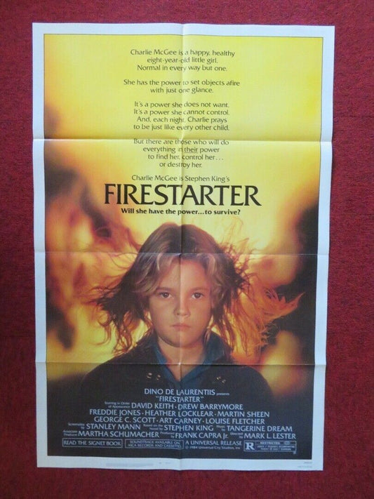 FIRESTARTER FOLDED US ONE SHEET POSTER  DREW BARRYMORE  DAVID KEITH 1984