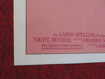 NIGHT MOTHER  FOLDED US ONE SHEET POSTER  SISSY SPACEK  ANNE BANCROFT 1986