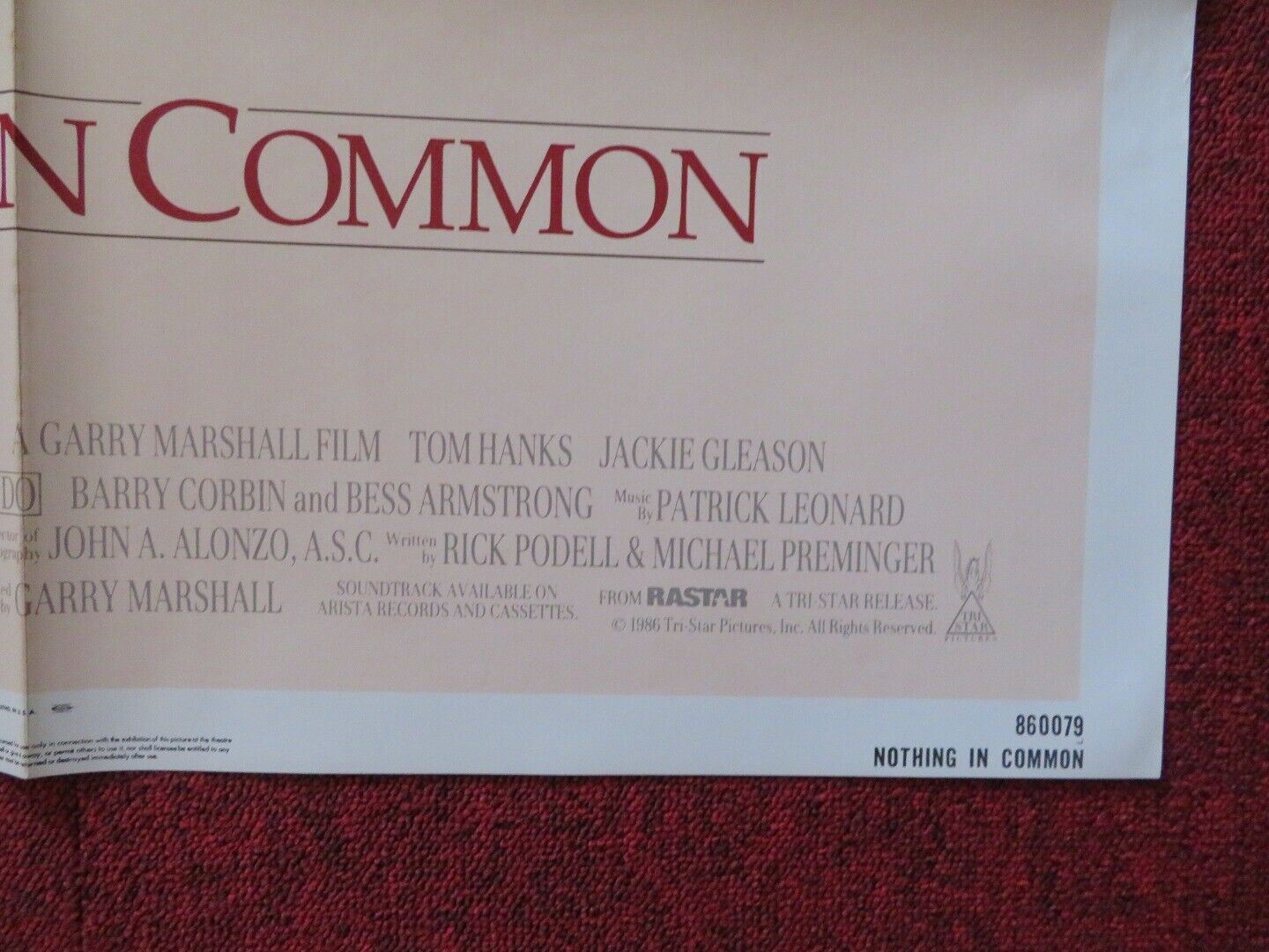 NOTHING IN COMMON  FOLDED US ONE SHEET POSTER TOM HANKS JACKIE GLEASON 1986