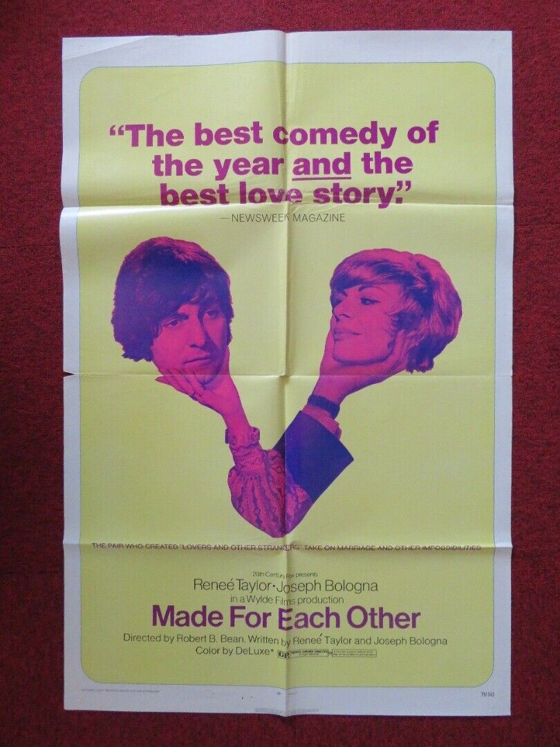 MADE FOR EACH OTHER  FOLDED US ONE SHEET POSTER  RENÉE TAYLOR JOSEPH BOLOGNA '71